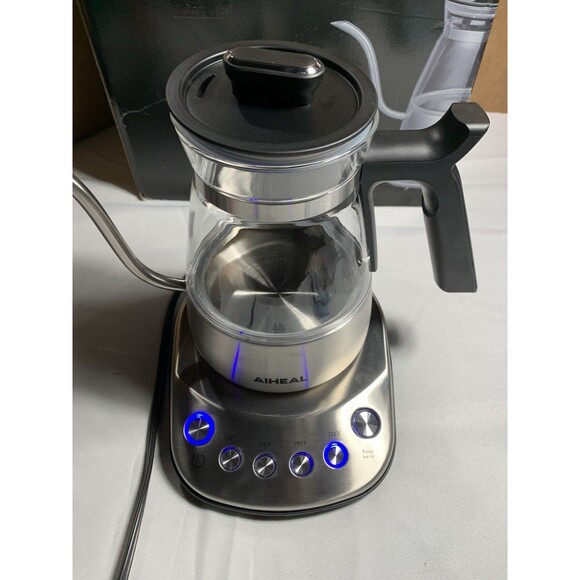 Electric Gooseneck Kettle, Glass Electric Tea Kettle with 4 Temperature Control - Picture 6 of 8